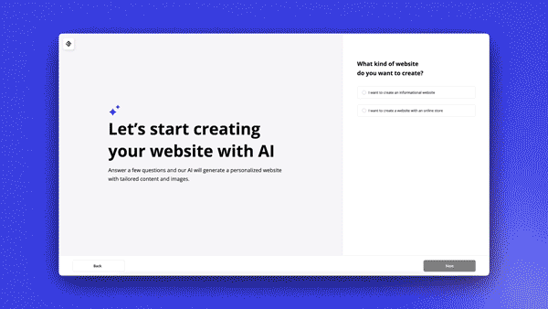 10Web AI Website builder new onboarding flow